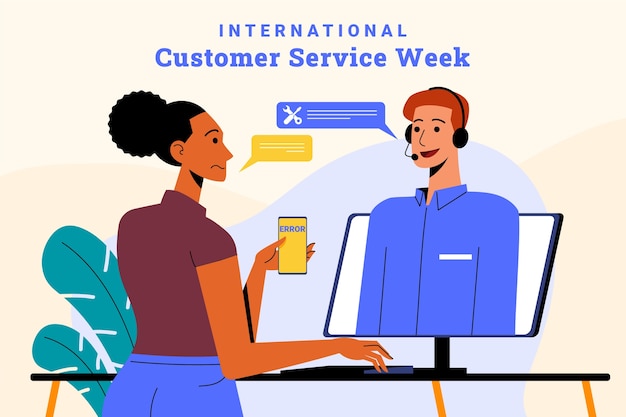 Free vector flat customer service week illustration