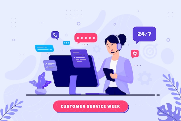 Free vector flat customer service week illustration