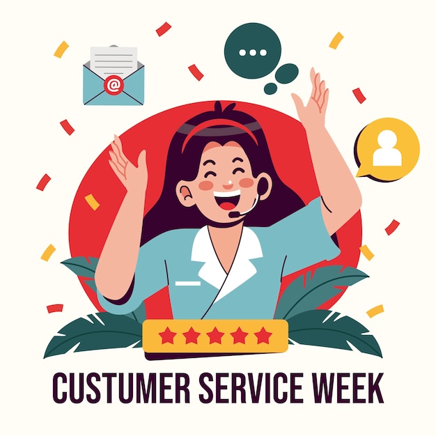Бесплатное векторное изображение Плоская иллюстрация недели обслуживания клиентов