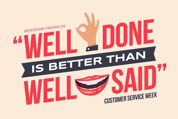 Flat customer service week text illustration