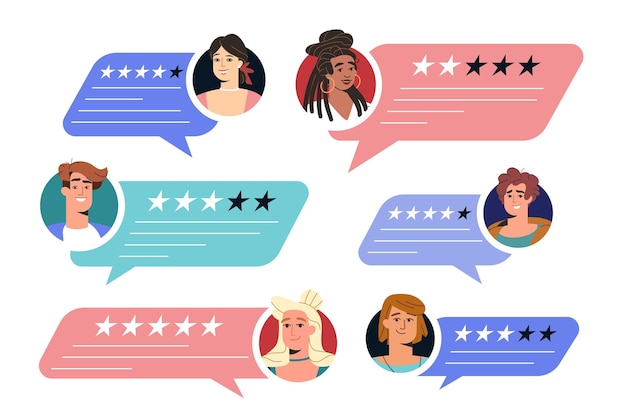 Free vector flat customer in speech bubbles give feedback