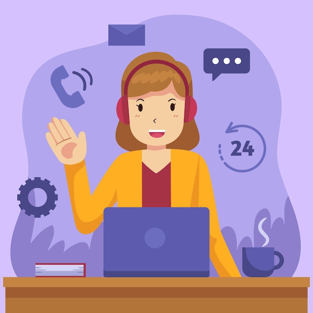 Flat customer support illustration