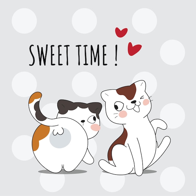Free vector flat cute animal lovely cat illustration for kids cute cat character