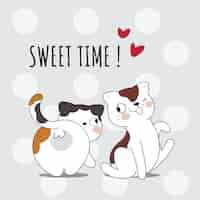 Free vector flat cute animal lovely cat illustration for kids cute cat character