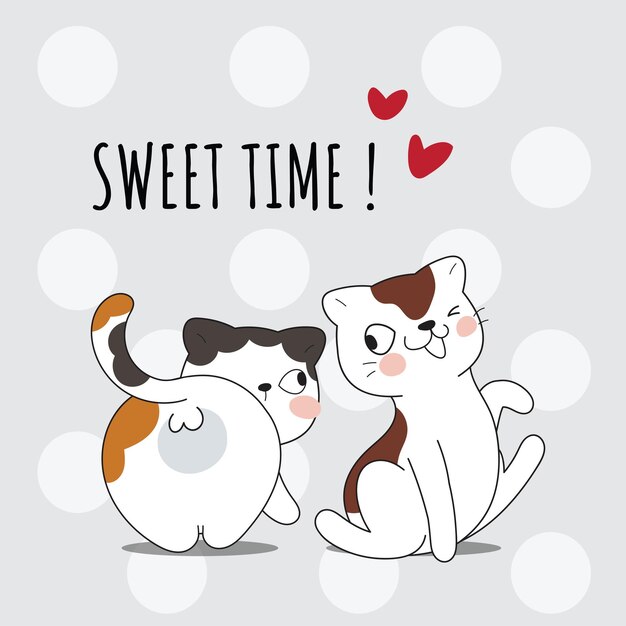 Flat cute animal lovely cat illustration for kids Cute cat character