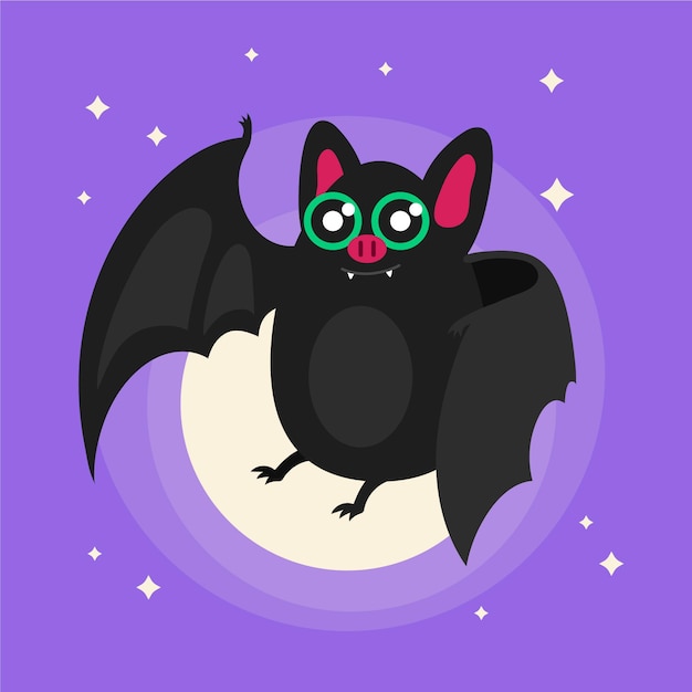 Vettore gratuito pipistrello di halloween carino piatto