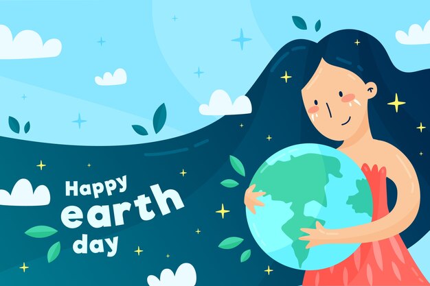 Flat cute illustrated mother earth day