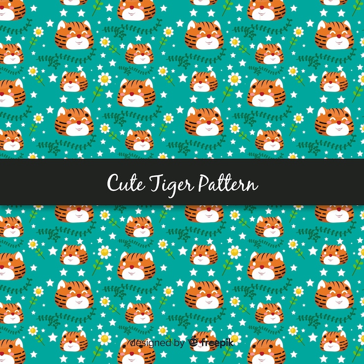 Free Vector flat cute tiger pattern 