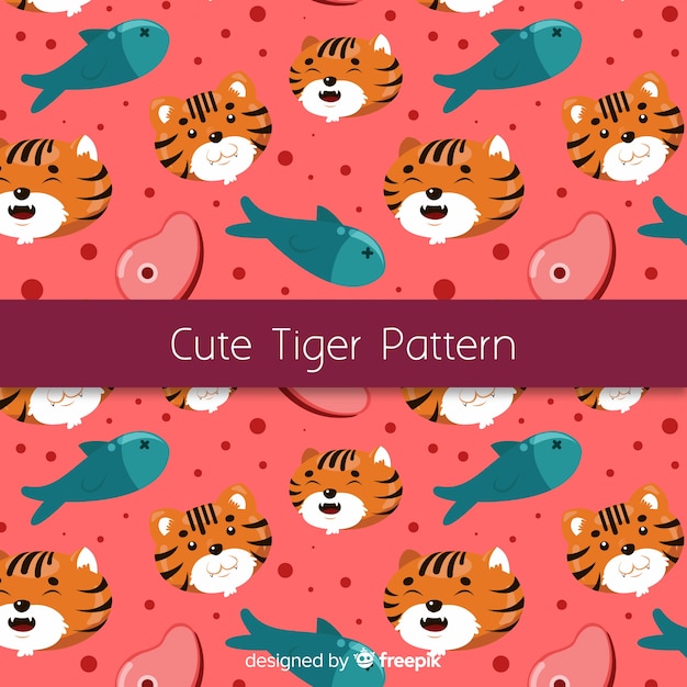 Flat cute tiger pattern