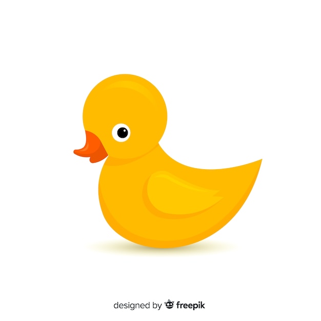 Flat cute yellow rubber duck