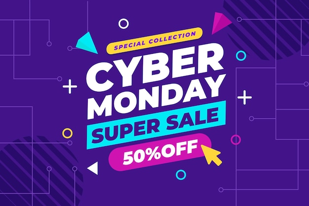 Flat cyber monday background