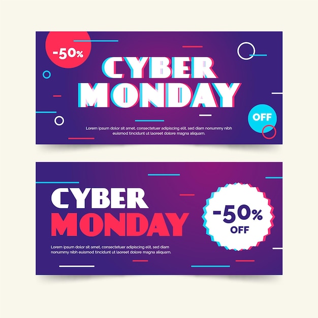 Flat cyber monday banners