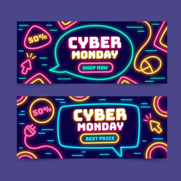 Flat cyber monday banners