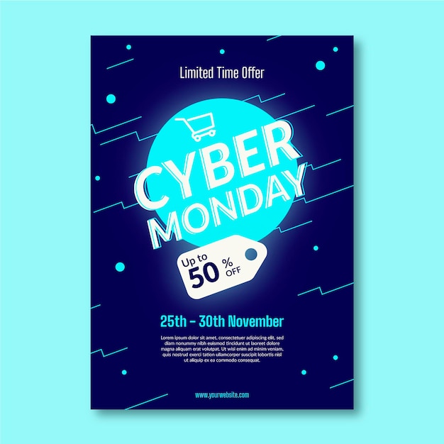 Flat cyber monday flyer template