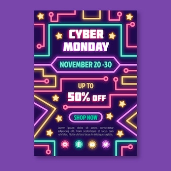 Flat cyber monday flyer template