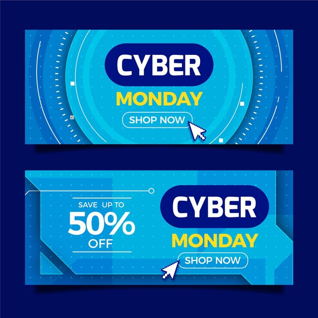 Free vector flat cyber monday horizontal banners set