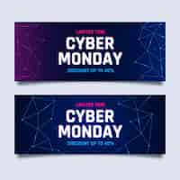 Free vector flat cyber monday horizontal banners set