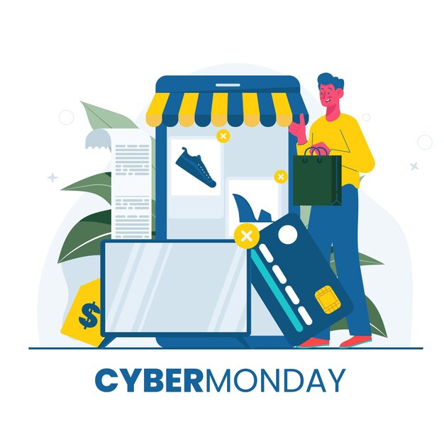 Flat cyber monday illustration