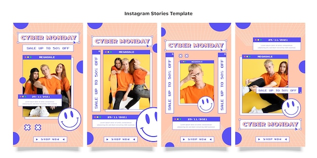 Flat cyber monday instagram stories collection