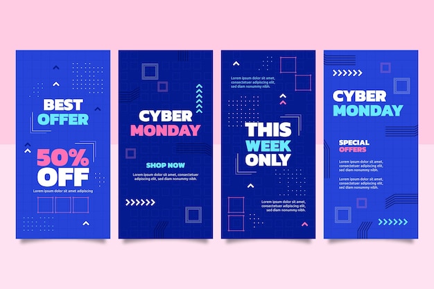 Flat cyber monday instagram stories collection