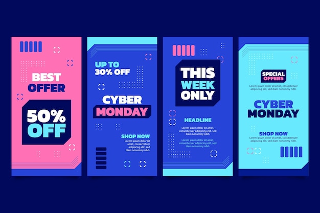 Flat cyber monday instagram stories collection