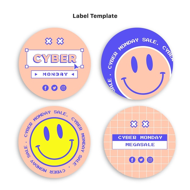 Free vector flat cyber monday labels collection