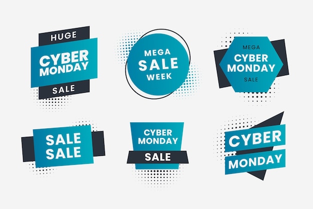 Free vector flat cyber monday labels collection