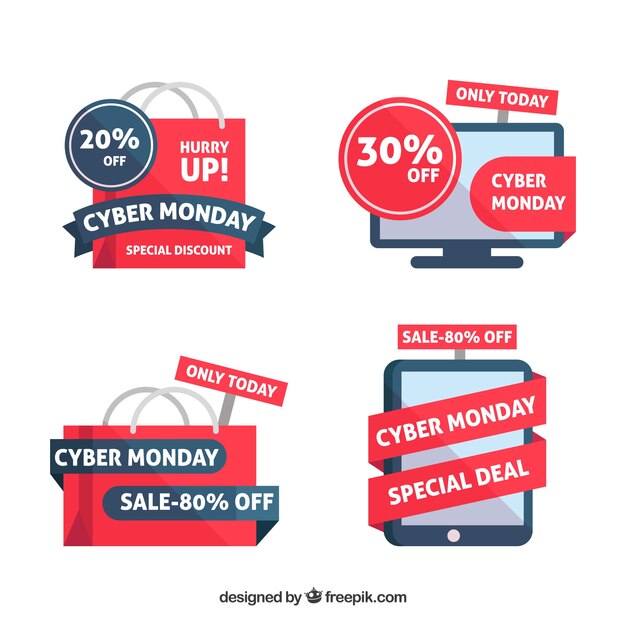 Flat cyber monday labels