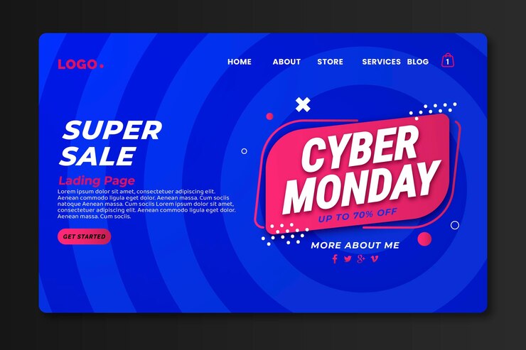 Free Vector flat cyber monday landing page template