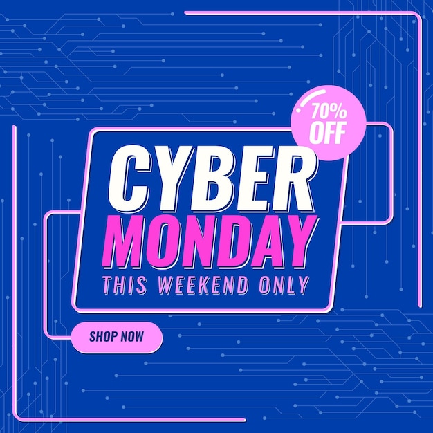 Free vector flat cyber monday promo text