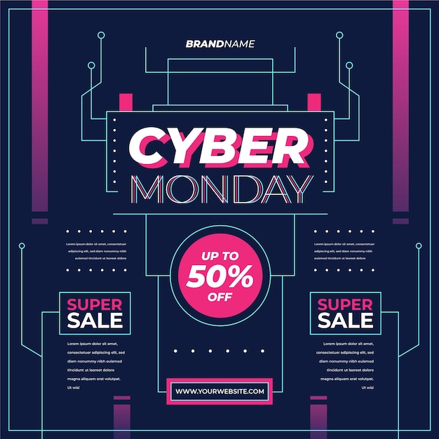 Free vector flat cyber monday promo