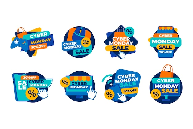 Flat cyber monday sale badges collection