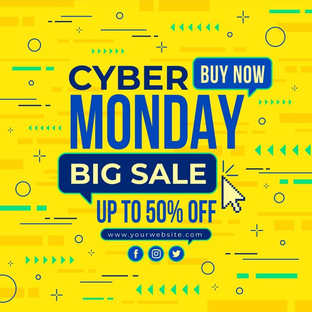 Flat cyber monday sale illustration