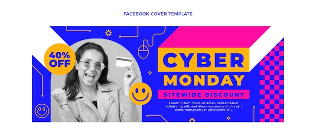 Free vector flat cyber monday social media cover template