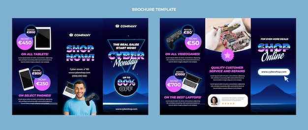 Flat cyber monday trifold brochure template