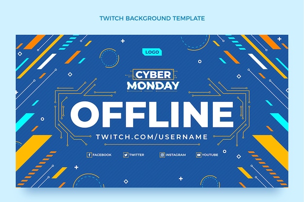 Free vector flat cyber monday twitch background