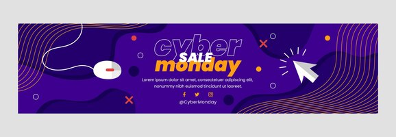 Flat cyber monday twitch banner template