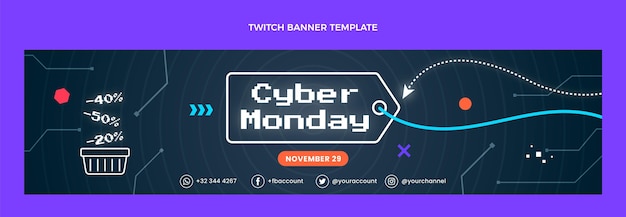 Flat cyber monday twitch banner