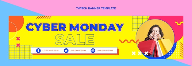 Free vector flat cyber monday twitch banner