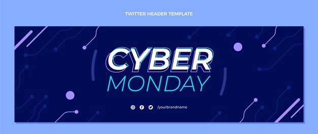 Плоская обложка для твиттера cyber monday