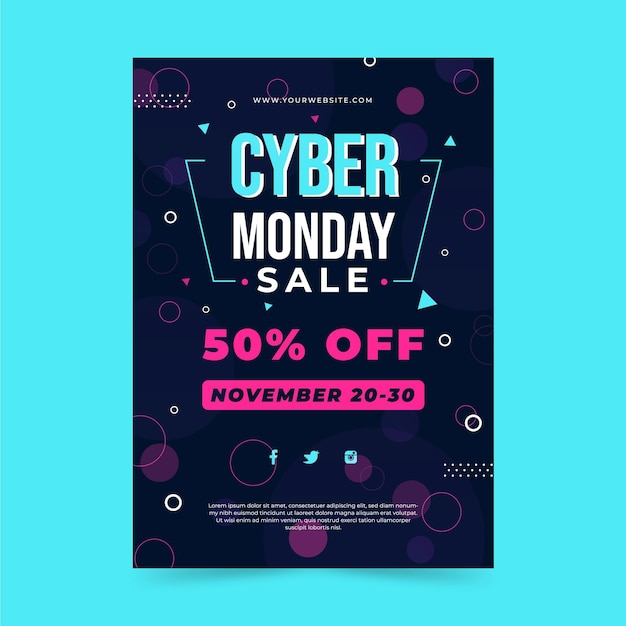 Free vector flat cyber monday vertical poster template