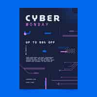 Vettore gratuito modello di poster verticale piatto cyber lunedì