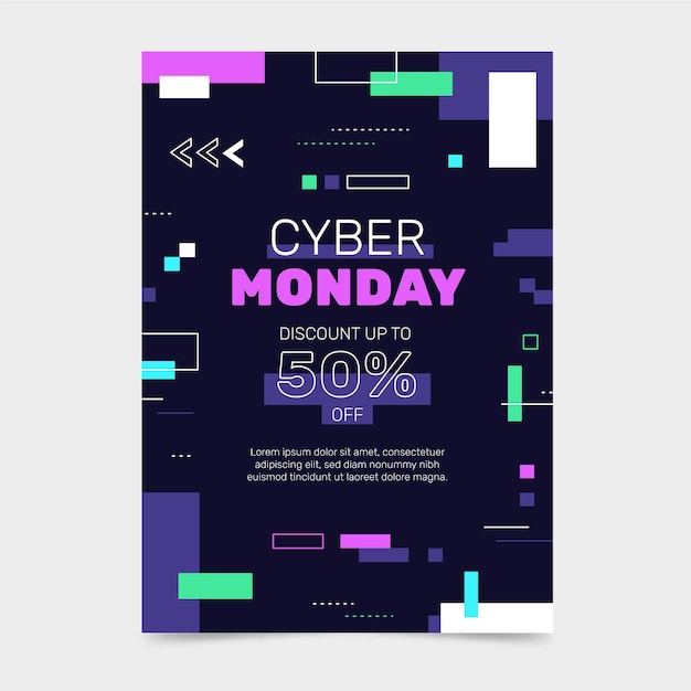 Free vector flat cyber monday vertical poster template