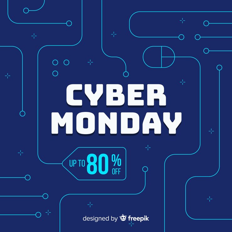 Free Vector flat cyber monday with discount