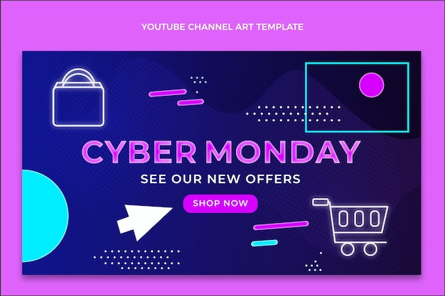 Free vector flat cyber monday youtube channel art