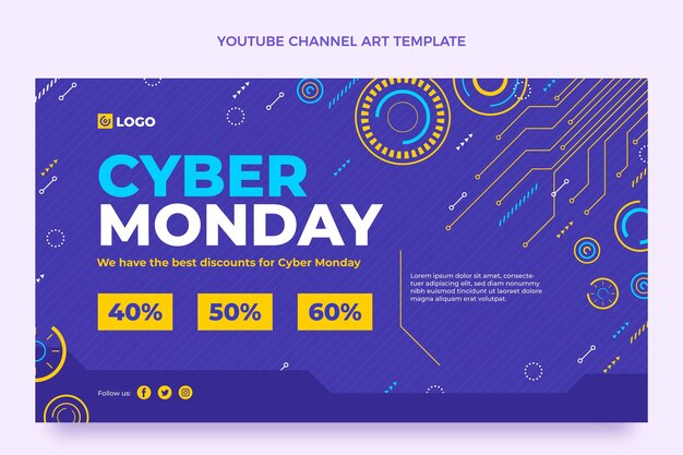 Flat cyber monday youtube channel art