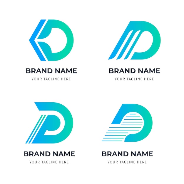 Flat d logo template collection