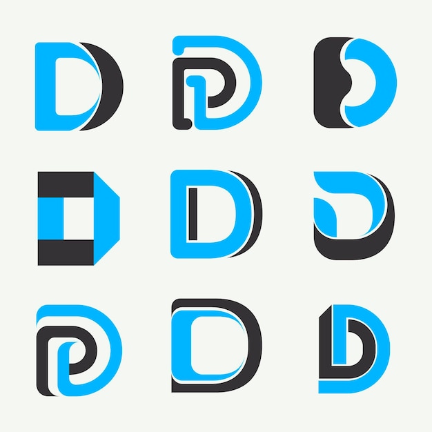 Flat d logo templates collection