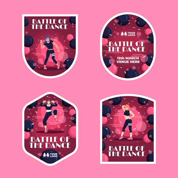 Flat dance show labels collection