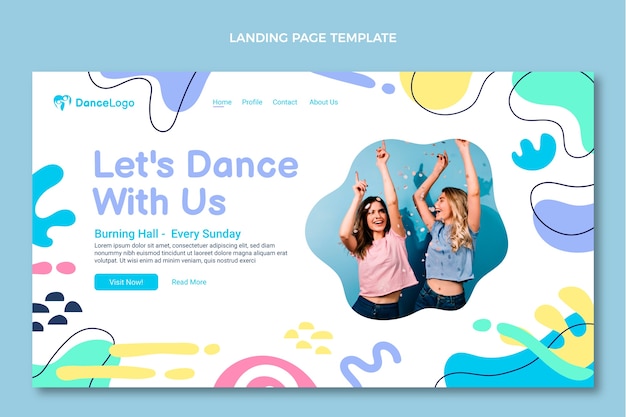 Free vector flat dance show landing page template